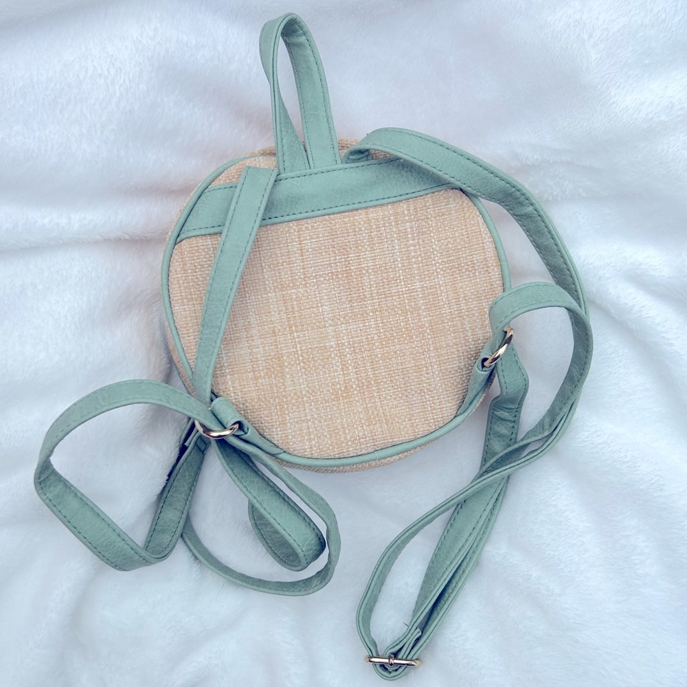 Adorable round palm tree smiley mini backpack, in jade & tan π΄π - Picture 4 of 7